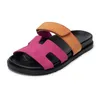 Designer sandália chypre mulheres designer slides chypre chinelos de couro lona slide laranja vermelho luxo flip flops das mulheres sapatos verão