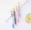 2024 Ballpoint Pens Wholesale 1Pc Big Diamond Crystal Pen Gem Ring Office Metal Roller Ball Black Rose Gold Sier Pink Drop Delivery School