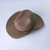 Berets 202402-JX-HH2081 Coreano Veet Fita Ins Chic Inverno Lã Feltro Curly Brim Stetson Fedoras Cap Homens Mulheres Lazer Panamá Jazz Chapéu