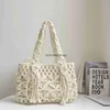 Totes 2023 New Women Cotton Starp Shoulder Bags Handmade Kont Handbags Totes Fashion Shopping Bags Drop ShippingH24219