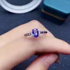 Cluster Rings Simple 925 Silver Tanzanite Ring For School Girl 5mm 7mm 0.7ct VVSb Grade Natural Brithday Gift Woman