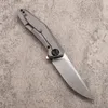 Promocja A0224 High End 0470 Flipper Składanie noża 20CV Satynowe ostrze TC4 TITANIUM TITANIUM Z KALETOWANIEM KALETOWEM KALETU BALOWEJ Noże