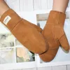 guanti di pelliccia da donna in pelle cucitura inverno inverno cuciture di lana calda a prova di mittens240125 a prova di lana calda