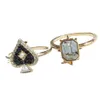 Swarovskis ringar designer kvinnor original kvalitet band ringar kristall tarot svart hjärtring mystisk spade diamant