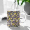 أكواب Gingko Love White Mug Coffee Tea Cups 330ml Floral Pattern Leafs Fall Flower Sens