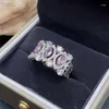Anéis de cluster jóias finas 925 prata esterlina natural rosa safira mulheres facetadas marquise anel casar ficou noivo festa menina presente