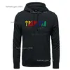 Trapstar Oversized Hoodie Mens Trapstar Tracksuit Designer Camisas Imprimir Carta Preto e Branco Cinza Arco-íris Cor Verão Esportes Moda Algodão Cordão Top