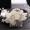 Pinces à cheveux tendance, diadème de mariage, perles, strass, feuilles de fleurs, peignes pour femmes, épingle à cheveux, coiffure, bijoux de tête, accessoires de mariée