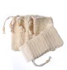 Brosses de bain en coton et chanvre fibre végétale naturelle protection de l'environnement manuel fabrication de bulles de savon sac de rangement en filet 9x14cm6316154