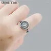 Cluster Rings Uini-Tail 925 Silver Tide Chain Coin Ring Female Fashion Personality Retro Thai Alphabet Queen Portrait