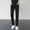 Men's Pants Men Trousers Business Style Slim Fit With Elastic Pockets Breathable Fabric For Comfortable All-day Wear Reinforced