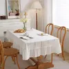 Table Cloth French Romantic Cotton Tablecloth Pure White Skirt Shape Tea Embroidered On The Bench