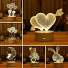 Luci notturne Luce 3D Lampada a LED Tavolo creativo Comodino Cuore romantico Orso San Valentino Decorazioni natalizie per la casa