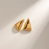 Kolczyki stadninowe minimalistyczny metalowy trójkąt geometryczny dla kobiet ze stali nierdzewnej złoto PVD plastowane biżuteria z tarkowania