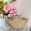 Totes Luxury Diamonds Straw Bag Heart Handle Womens Handbags Designer Wicker Rattan Bag Summer Beach Basket Bags Shoulder Bags PursesH24219