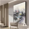 Schilderijen Handgemaakte Chinese Zwart-witte Bloem Abstract Mes Olieverfschilderij Moderne Muur Kunst Woonkamer Home Decor Drop Dhrsg