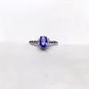 Cluster Rings Simple 925 Silver Tanzanite Ring For School Girl 5mm 7mm 0.7ct VVSb Grade Natural Brithday Gift Woman