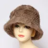 Lady Mink Fur Hat Winter Warm 100Genuine Beanies Cap Luxury Casual Handgjorda Natural Caps 240127