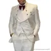 Garnitury męskie Blazery biały Jacquard Design 3pcs Wzór mężczyzn Zestawy Sets Wedding Formal Blazer Spodni Mans Tuxedo Groom Party Wear Ouran+kamizelka+spodnie