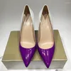 Chaussures habillées concises avec dégradé blanc violet 12cm grands talons pointus aiguille haute