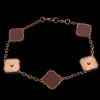 charme pulseiras designer de jóias VC carta esculpida cinco flores de quatro folhas entre o diamante pulseira de ágata vermelha ouro 18K 925 sil186c