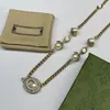 Designer Necklace Vintage Necklaces Design Black White Pearl Rhinestones Sweater Chain With Original Gift Box For Women