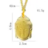 Pendant Necklaces 1pc Citrine Frosted Buddha Head Figurine Necklace Amulet Gift Souvenir Talisman Jewelry For Men Women Buddhist Followers
