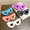 Solglasögon Fashion Furry Plush Cat Eyes Triangle Party Decoration Glasögon Y2K Girls Kvinnor Personlig trendig Street UV400 -skugga