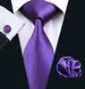 Fast Mens Tie Set Solid Purple Hanky Set Jacquard Woven Mens Silk Necktie Set Leisure Business Work Formal Wedding N02812747320