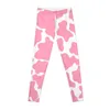Active Pants Pink And White Cow Print Leggings Fitness Clothing Sports For Women's Push Up Womens