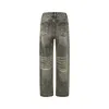 Jeans Men Denim Cargo Pants Wash Solid Color Casual Mid Waist Trousers Daily Wear