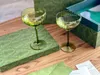 All-Match Retro Green Wave Edge High Foot Middle Ancient Glass Ving Glass Glass Goblet Home Gifts