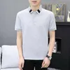 Camisa polo masculina primavera verão outono lapela manga curta moda high-end camiseta cor sólida bonito negócios casual