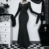 Gotycka zimowa rozkloszowana sukienka z rękawem rodzina żeńskie koszulki Fishtail Halloween Costume 240130
