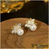 Stud Earrings Small Bee Pearl Ear Studs With Design Simple Cute And Fashionable For Women Drop Delivery Jewelry Dhrjk