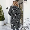 2024 зимний женский новый вязаный кардиган с леопардовым принтом и v-образным вырезом, свитер, длинное женское пальто