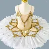 Stage Wear Ballet Skirt Girl Performance Clothing Children Kids White Swan Dance Pancake Tutu Lace Top Professional Ballerina Tutus Girls