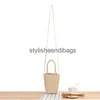 Totes 2022 New Factory Price Women Handmade Shoulder Bags Straw Small Bucket Bags Fashion Holiday Bags 2 Colors Drop ShippingH24219