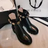 2024 European Station Autumn and Winter New Rhine-Drill Chain Ankle Boots Women's Thick Heel High Heel Martin Boots Thick Soled Dekro With Velvet