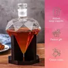 Garrafa de vinho de diamante de vidro decantador de uísque 850ml com suporte de madeira rolha hermética adequada para todos os tipos de álcool y240122
