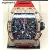 RM Wrist Watch Pilot Watch RMWatches Wristwatch RM011 Men's Series RM011 Rose Gold Back Diamonds Men's Fashion Leisure Sports Hollow Out Mechanical Wrist Watch