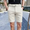 Plaid Summer Slim Fit, modische, solide, gerade Shorts für Herrenbekleidung, einfach passender lässiger Business-Anzug, kurzärmelig, Herren S-3XL 240219