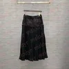 Vestido de retazos de moda para mujer, faldas plisadas negras de diseñador con bolsillo, vestidos de corte A de cintura alta, insignia clásica