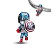 925 Silver Beads Anime Cartoon Series Lollipop DIY String Decoration Beaded Captain Warrior Pendant