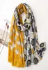 Scarves 2021 Fashion Cotton Print Silver Foil Shawls Women Long Soft Beach Floral Fringe Wrap Scarf Hijab53101408471347