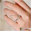 Anneaux de mariage Mode Promesse contractée pour femmes Luxe Incrustation Ronde / REC Cubique Zircone Eternité Bijoux En Gros Drop Livraison Rin Dhqwh