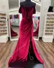 Off-Shoulder Velvet Prom Queen Dress 2k24 Corset Top Slit Long Preteen Pageant Winter Formal Evening Cocktail Party Guest Black-Tie Gala Oscar Navy Magenta Lilac