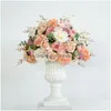 Ghirlande di fiori decorativi 35 cm Grande fiore artificiale Centrotavola Decorazioni per matrimoni Strada Piombo Bouquet Rosa di seta Peonia Homefavor Dhnbt