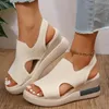 Sandalen Dames Mode Zomer Effen Kleur Ademend Gebreid Mesh Dikke Wedge Dames Thong Wedges Voor Dames Chic