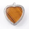 Pendanthalsband 5st Natural Tigers Eye Stone Heart Romantic Love Flower Alloy Metal Charm Women Fashion Jewelry TN3180